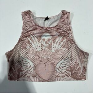 Y2K cropped skull tank, size L